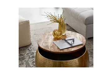 Sofabord Wohnling Rund diameter 60 cm lagringsplass solid bordplate landlig stil - Møbler - Bord - Sofabord & salongbord