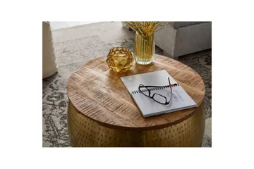 Sofabord Wohnling Rund diameter 60 cm lagringsplass solid bordplate landlig stil - Møbler - Bord - Sofabord & salongbord