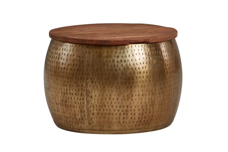 Sofabord Wohnling Rund diameter 60 cm lagringsplass solid bordplate landlig stil - Møbler - Bord - Sofabord & salongbord