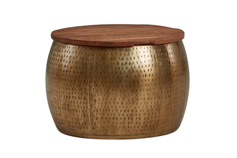 Sofabord Wohnling Rund diameter 60 cm lagringsplass solid bordplate landlig stil