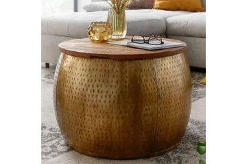 Sofabord Wohnling Rund diameter 60 cm lagringsplass solid bordplate landlig stil - Møbler - Bord - Sofabord & salongbord