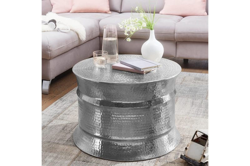 Sofabord Wohnling Rund hamret aluminiumsoverflate lakkert orientalsk - Møbler - Bord - Sofabord & salongbord