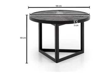 Sofabord Wohnling Rund heltre med steinfinish moderne metallramme - Møbler - Bord - Sofabord & salongbord