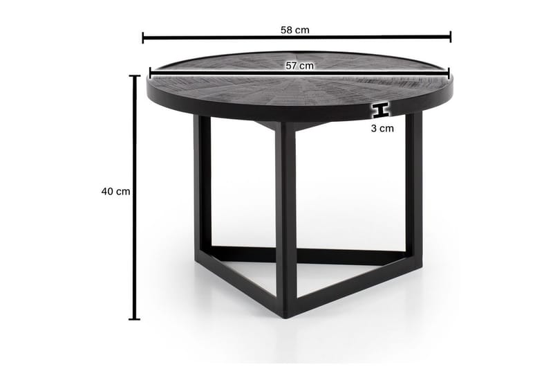 Sofabord Wohnling Rund heltre med steinfinish moderne metallramme - Møbler - Bord - Sofabord & salongbord