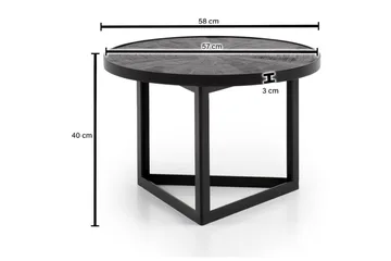 Sofabord Wohnling Rund heltre med steinfinish moderne metallramme - Møbler - Bord - Sofabord & salongbord