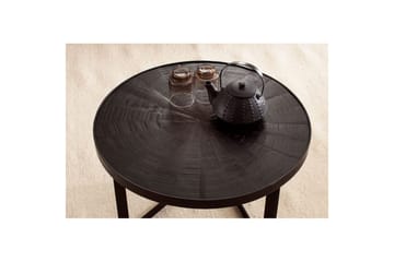 Sofabord Wohnling Rund heltre med steinfinish moderne metallramme - Møbler - Bord - Sofabord & salongbord