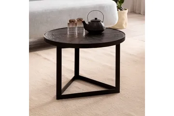 Sofabord Wohnling Rund heltre med steinfinish moderne metallramme - Møbler - Bord - Sofabord & salongbord