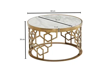 Sofabord Wohnling Rund indisk marmor bikakemønster metallramme - Møbler - Bord - Sofabord & salongbord