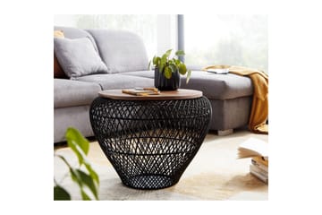 Sofabord Wohnling Rund kurvutførelse med solid treplate landstil - Møbler - Bord - Sofabord & salongbord