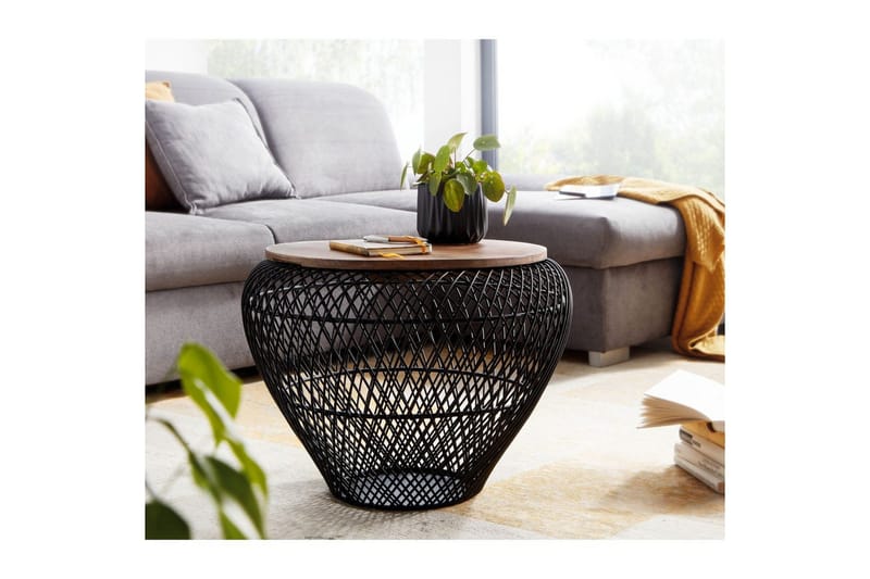 Sofabord Wohnling Rund kurvutførelse med solid treplate landstil - Møbler - Bord - Sofabord & salongbord