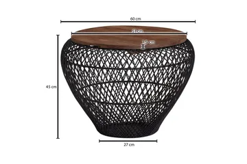 Sofabord Wohnling Rund kurvutførelse med solid treplate landstil - Møbler - Bord - Sofabord & salongbord