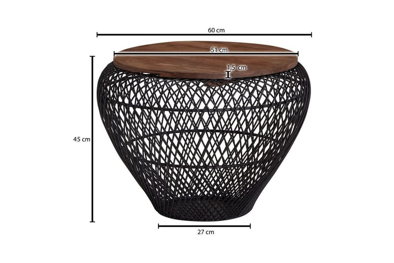 Sofabord Wohnling Rund kurvutførelse med solid treplate landstil - Møbler - Bord - Sofabord & salongbord