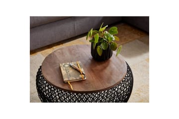 Sofabord Wohnling Rund kurvutførelse med solid treplate landstil - Møbler - Bord - Sofabord & salongbord