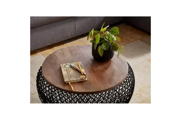 Sofabord Wohnling Rund kurvutførelse med solid treplate landstil - Møbler - Bord - Sofabord & salongbord