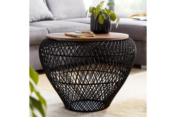 Sofabord Wohnling Rund kurvutførelse med solid treplate landstil - Møbler - Bord - Sofabord & salongbord