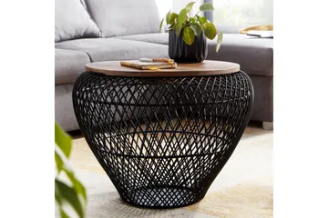 Sofabord Wohnling Rund kurvutførelse med solid treplate landstil - Møbler - Bord - Sofabord & salongbord