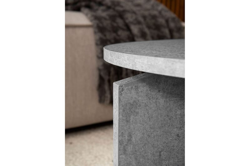 Sofabord Wohnling Rund steinoptikk stil moderne utseende 60 cm, Grå - 60 cm, Grå - Møbler - Bord - Sofabord & salongbord