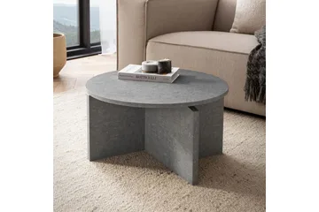 Sofabord Wohnling Rund steinoptikk stil moderne utseende 60 cm, Grå - 60 cm, Grå - Møbler - Bord - Sofabord & salongbord