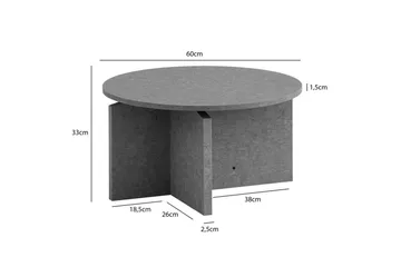 Sofabord Wohnling Rund steinoptikk stil moderne utseende 60 cm, Grå - 60 cm, Grå - Møbler - Bord - Sofabord & salongbord
