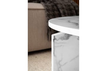 Sofabord Wohnling Rund steinoptikk stil moderne utseende 60 cm, Marmor Hvit - 60 cm, Marmor Hvit - Møbler - Bord - Sofabord & salongbord
