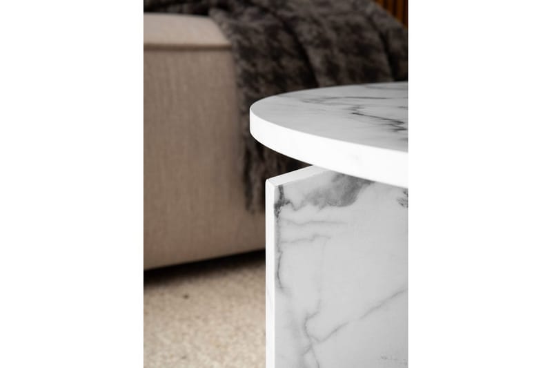 Sofabord Wohnling Rund steinoptikk stil moderne utseende 60 cm, Marmor Hvit - 60 cm, Marmor Hvit - Møbler - Bord - Sofabord & salongbord