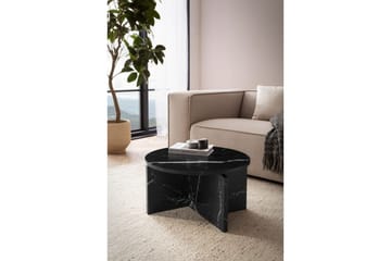 Sofabord Wohnling Rund steinoptikk stil moderne utseende 60 cm, Svart marmor - 60 cm, Svart marmor - Møbler - Bord - Sofabord & salongbord