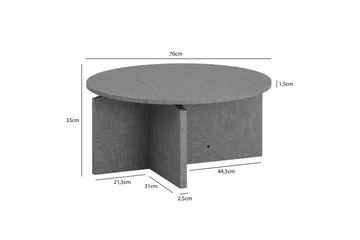 Sofabord Wohnling Rund steinoptikk stil moderne utseende 70 cm, Grå - 70 cm, Grå - Møbler - Bord - Sofabord & salongbord
