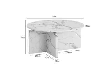 Sofabord Wohnling Rund steinoptikk stil moderne utseende 70 cm, Marmor Hvit - 70 cm, Marmor Hvit - Møbler - Bord - Marmorbord