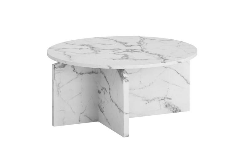 Sofabord Wohnling Rund steinoptikk stil moderne utseende 70 cm, Marmor Hvit - 70 cm, Marmor Hvit - Møbler - Bord - Sofabord & salongbord