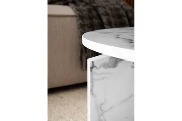 Sofabord Wohnling Rund steinoptikk stil moderne utseende 70 cm, Marmor Hvit - 70 cm, Marmor Hvit - Møbler - Bord - Marmorbord