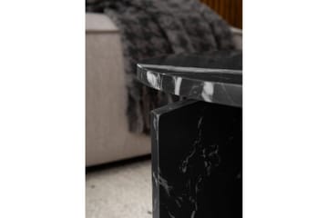 Sofabord Wohnling Rund steinoptikk stil moderne utseende 70 cm, Svart marmor - 70 cm, Svart marmor - Møbler - Bord - Sofabord & salongbord