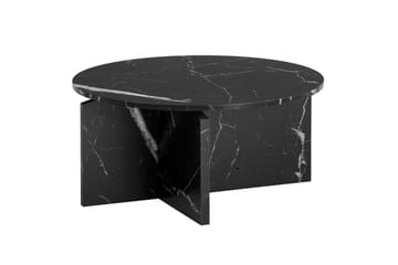 Sofabord Wohnling Rund steinoptikk stil moderne utseende 70 cm, Svart marmor - 70 cm, Svart marmor - Møbler - Bord - Sofabord & salongbord