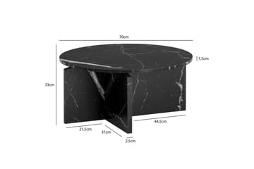 Sofabord Wohnling Rund steinoptikk stil moderne utseende 70 cm, Svart marmor - 70 cm, Svart marmor - Møbler - Bord - Sofabord & salongbord