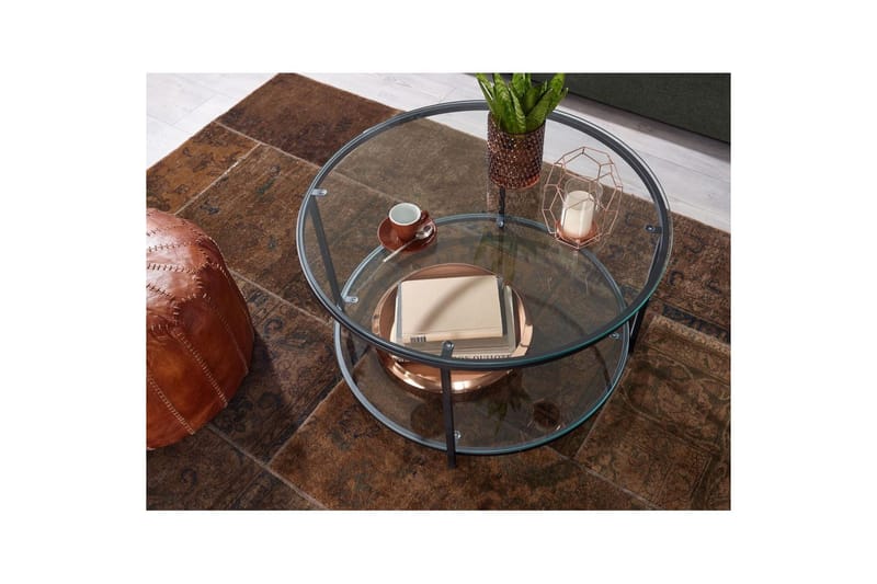 Sofabord Wohnling Rundt sikkerhetsglass med glassbrett moderne - Møbler - Bord - Sofabord & salongbord
