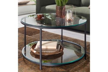 Sofabord Wohnling Rundt sikkerhetsglass med glassbrett moderne - Møbler - Bord - Sofabord & salongbord