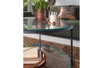 Sofabord Wohnling Rundt sikkerhetsglass med glassbrett moderne - Møbler - Bord - Sofabord & salongbord