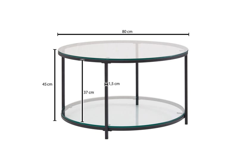 Sofabord Wohnling Rundt sikkerhetsglass med glassbrett moderne - Møbler - Bord - Sofabord & salongbord