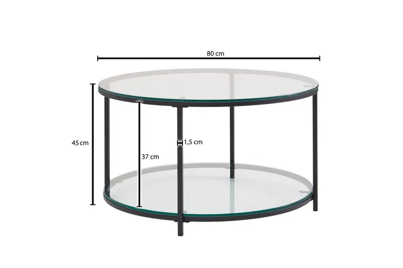 Sofabord Wohnling Rundt sikkerhetsglass med glassbrett moderne - Møbler - Bord - Sofabord & salongbord