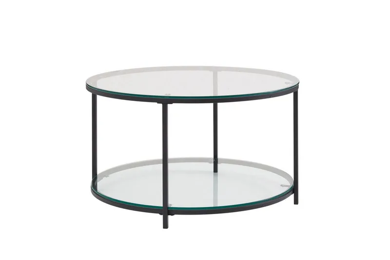 Sofabord Wohnling Rundt sikkerhetsglass med glassbrett moderne