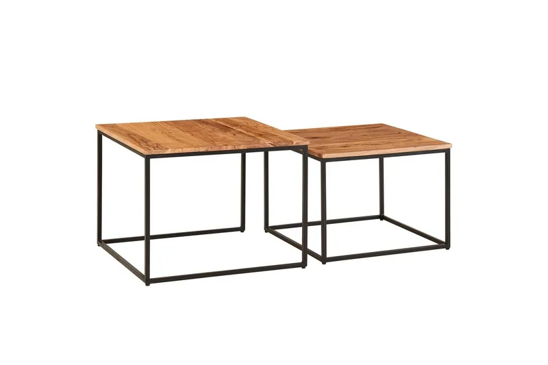 Sofabord Wohnling Sett med 2 Massivt Tre Kvadratmetallben Moderne