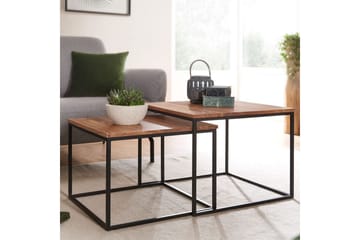 Sofabord Wohnling Sett med 2 Massivt Tre Kvadratmetallben Moderne - Møbler - Bord - Sofabord & salongbord