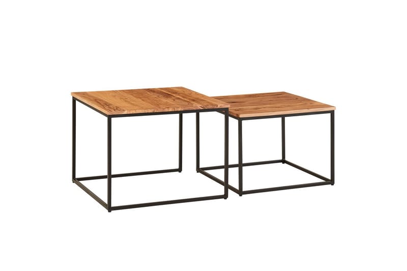 Sofabord Wohnling Sett med 2 Massivt Tre Kvadratmetallben Moderne - Møbler - Bord - Sofabord & salongbord