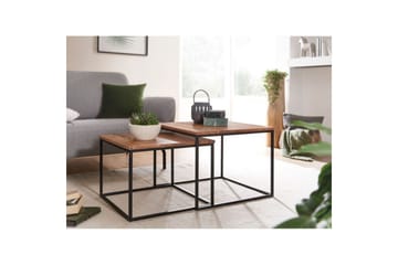 Sofabord Wohnling Sett med 2 Massivt Tre Kvadratmetallben Moderne - Møbler - Bord - Sofabord & salongbord