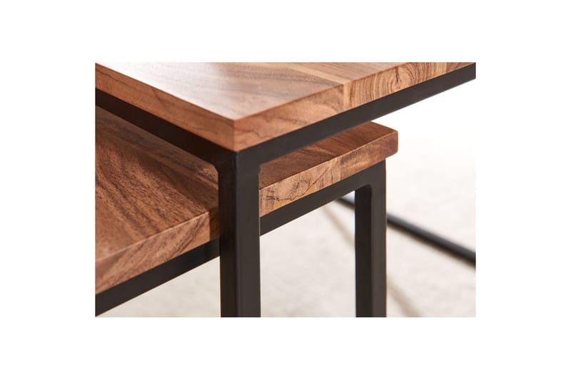 Sofabord Wohnling Sett med 2 Massivt Tre Kvadratmetallben Moderne - Møbler - Bord - Sofabord & salongbord