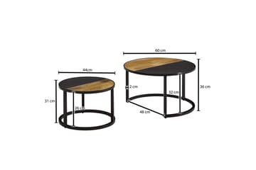 Sofabord Wohnling Sett med 2 Massivt Tre Steinoptikk Metallben Industriell - Møbler - Bord - Sofabord & salongbord
