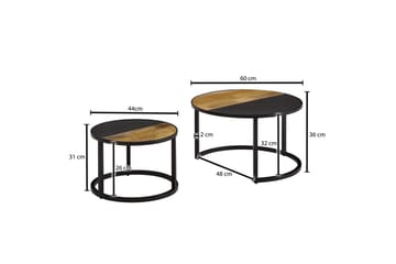 Sofabord Wohnling Sett med 2 Massivt Tre Steinoptikk Metallben Industriell - Møbler - Bord - Sofabord & salongbord
