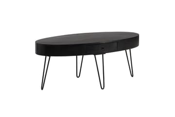Sofabord Wohnling Solid tre 100 cm oval med skuff i landlig stil - Møbler - Bord - Sofabord & salongbord