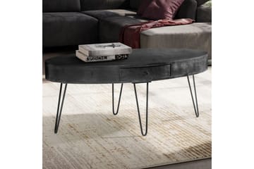 Sofabord Wohnling Solid tre 100 cm oval med skuff i landlig stil - Møbler - Bord - Sofabord & salongbord