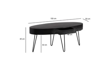 Sofabord Wohnling Solid tre 100 cm oval med skuff i landlig stil - Møbler - Bord - Sofabord & salongbord