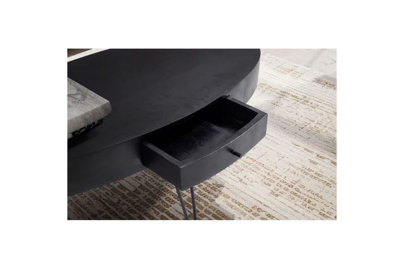 Sofabord Wohnling Solid tre 100 cm oval med skuff i landlig stil - Møbler - Bord - Sofabord & salongbord